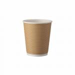 Doppelwand Riffel Kaffee Becher natur braun 0,2L/8oz Ø 9,0cm Kraft / PE Restposten!